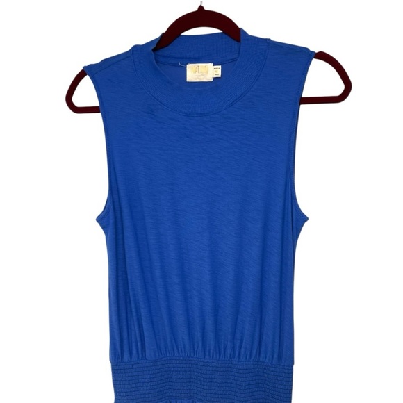 National LTD Barret 90’s Blue Bottle Sleeveless Mock Neck Midi Dress Women’s Med - Picture 7 of 11